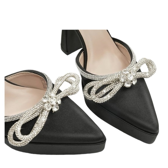 JENN ARDOR Women's Ankle Strap Pumps Crystal embelished platform high heels - Picture 8 of 9